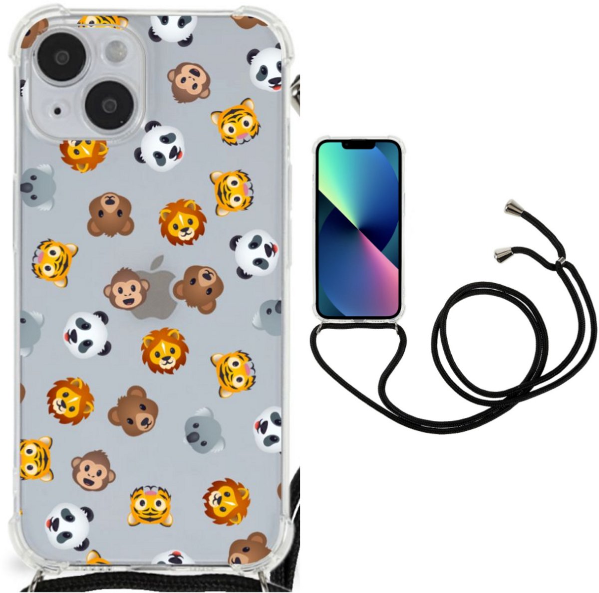 Doorzichtige Silicone Hoesje voor iPhone 14 Plus Dieren Emojis