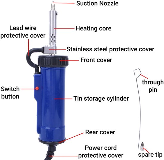 Cosensi - Desoldering Pump - Elektrische Desoldeerpomp - Compact en Handig - 30W - Vacuüm Desolderen - Ideaal voor Onderhoud - ADT-3 — afbeelding 5