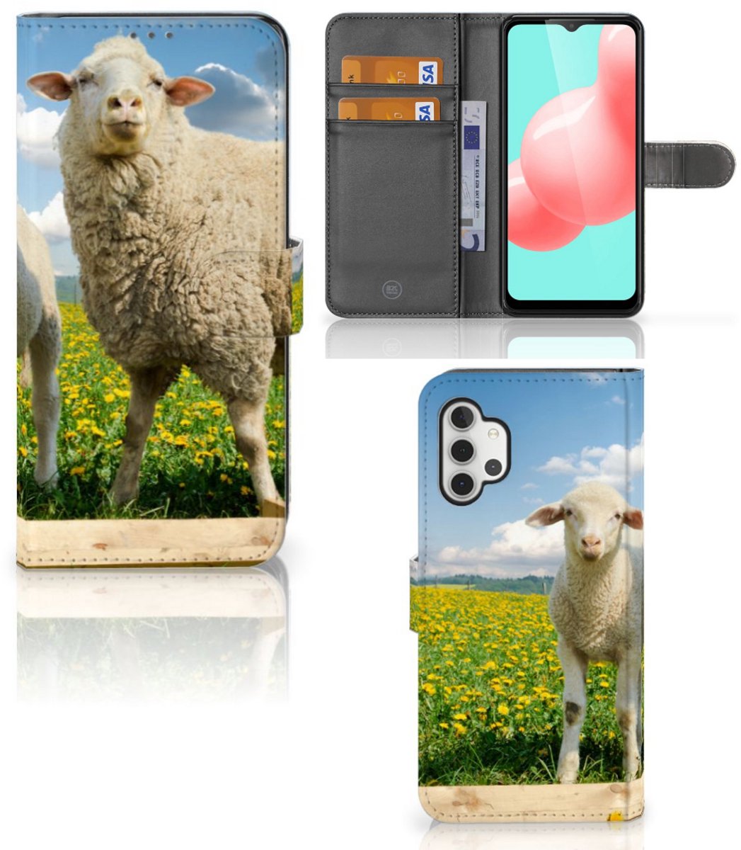 Samsung Galaxy A32 5G Telefoonhoesje met Pasjes Schaap en Lammetje