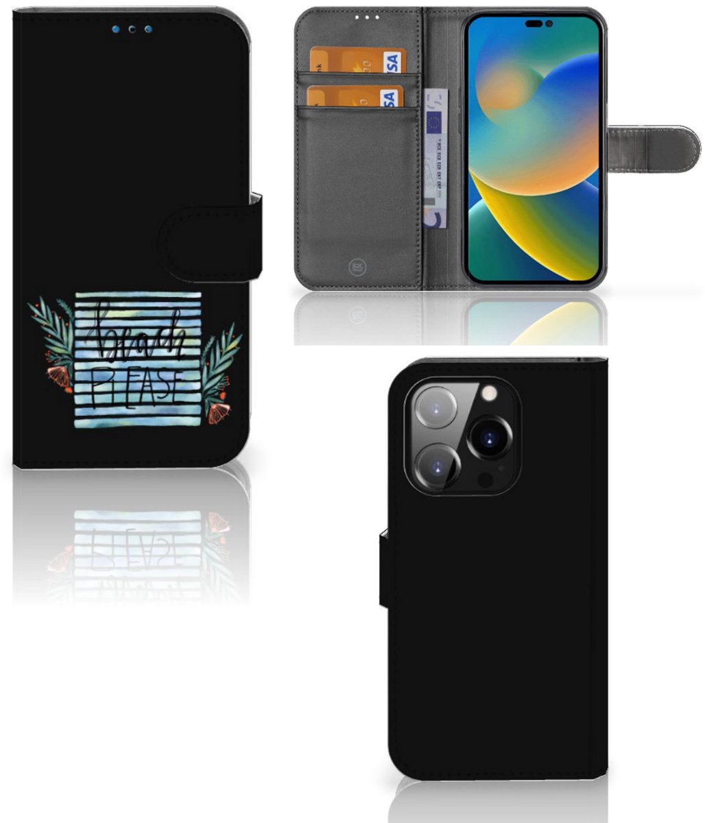 Boekhoesje voor iPhone 14 Pro Leuk Hoesje Boho Beach