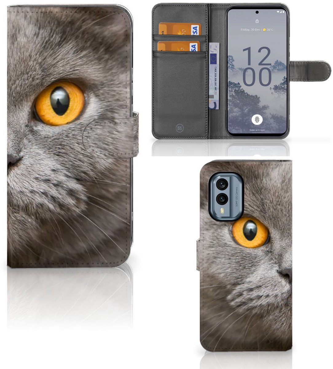 Telefoonhoesje met Pasjes Nokia X30 Britse Korthaar
