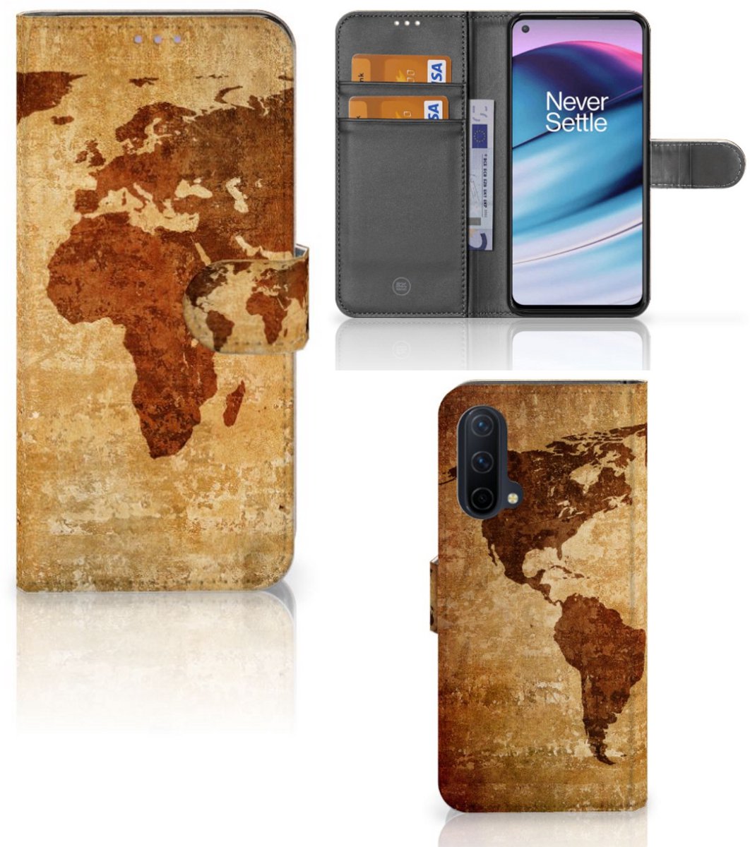 OnePlus Nord CE 5G Flip Cover Wereldkaart