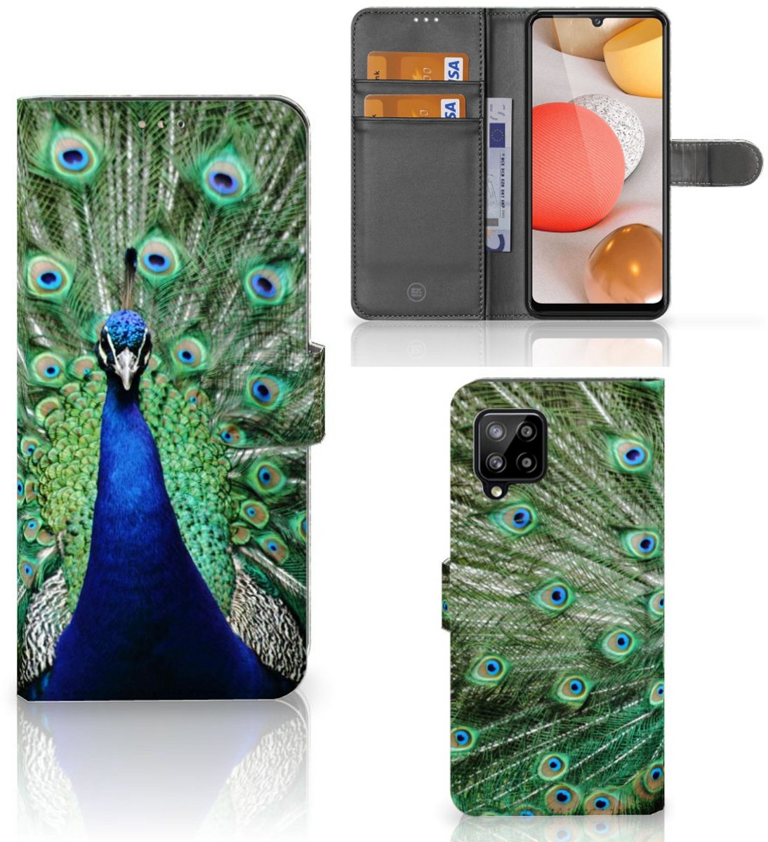 Samsung Galaxy A42 5G Telefoonhoesje met Pasjes Pauw