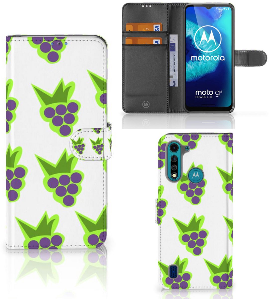 Motorola G8 Power Lite Book Cover Druiven