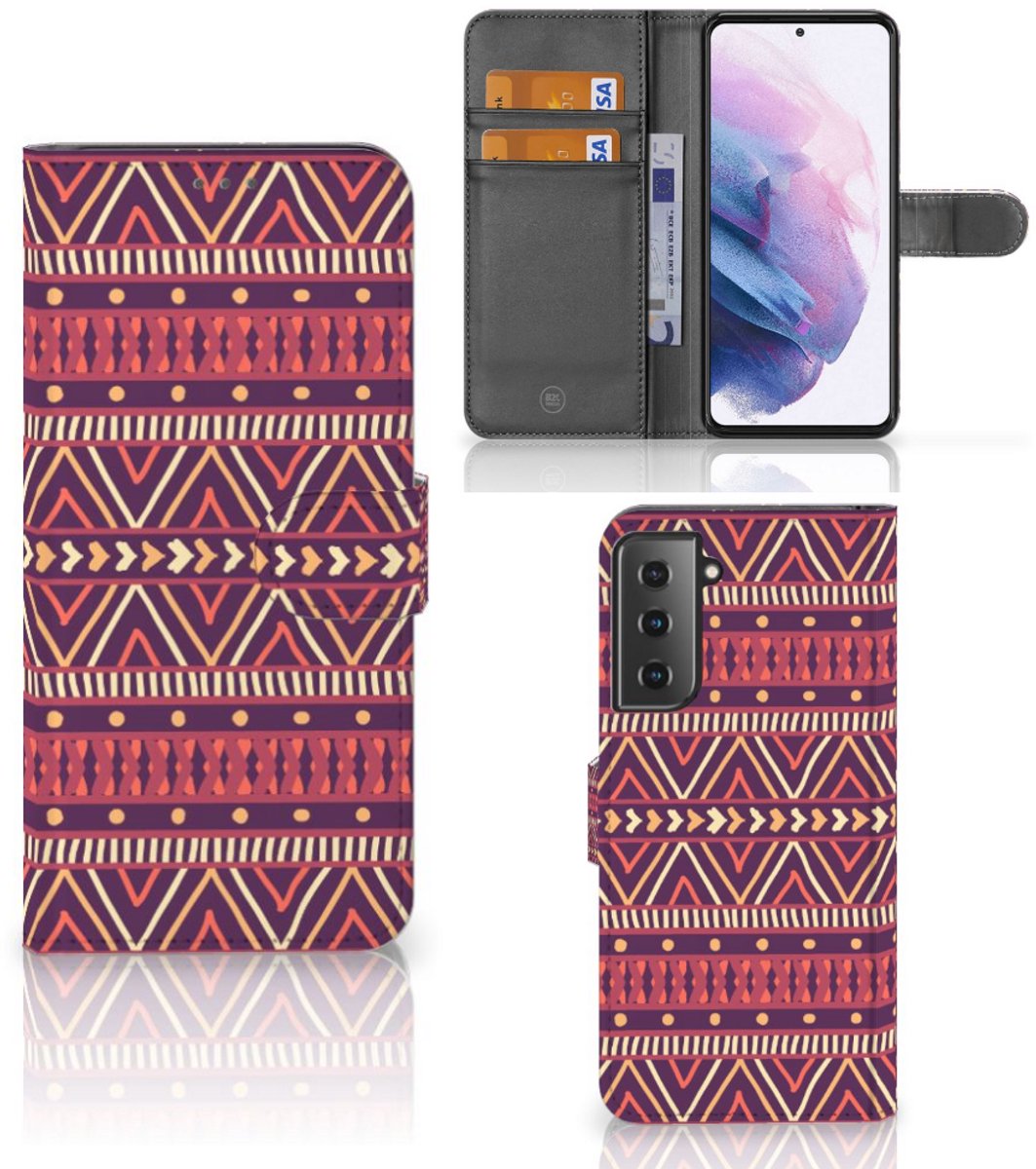 Samsung Galaxy S21 Plus Telefoon Hoesje Aztec Paars