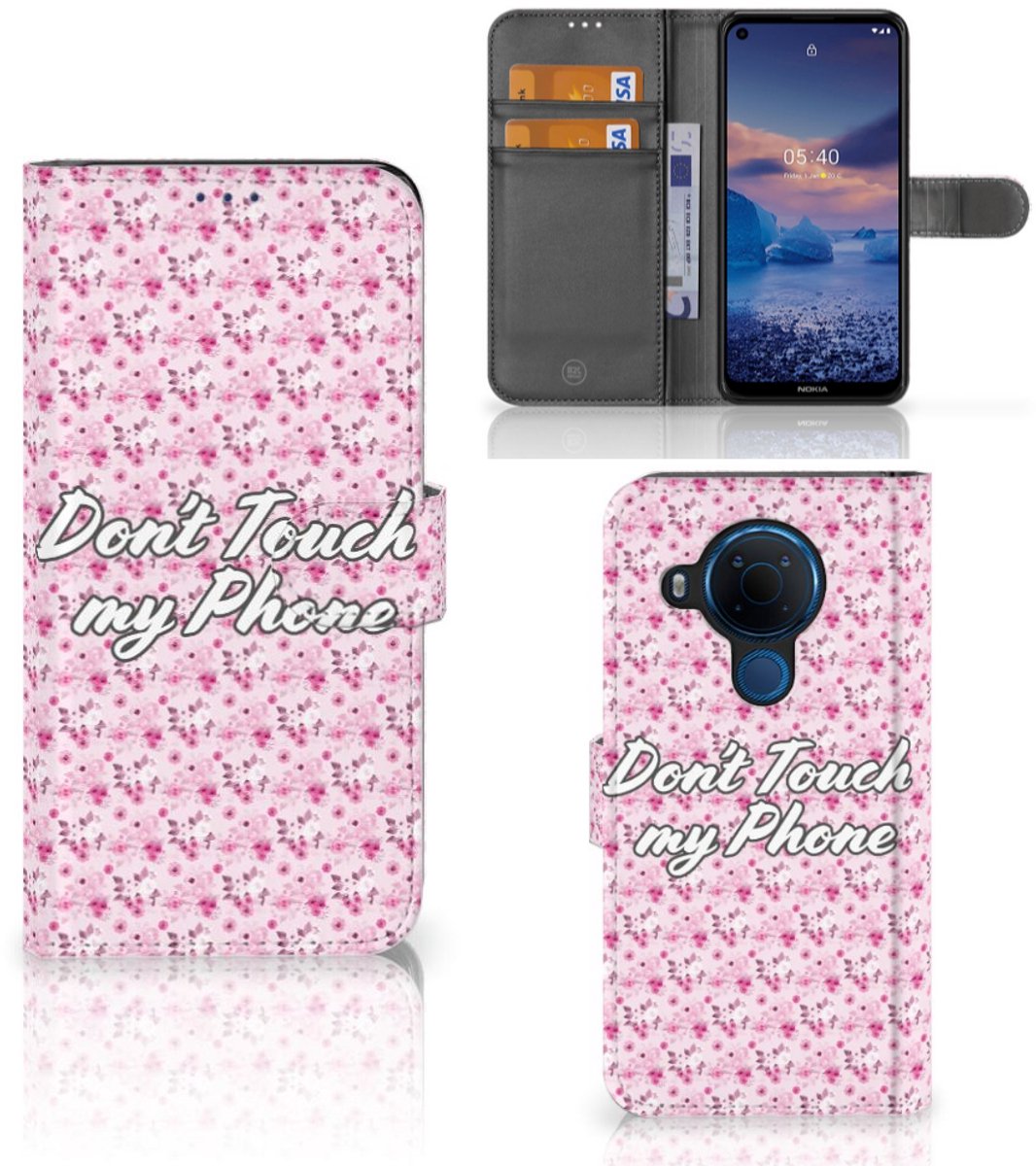 Nokia 5.4 Portemonnee Hoesje Flowers Pink DTMP