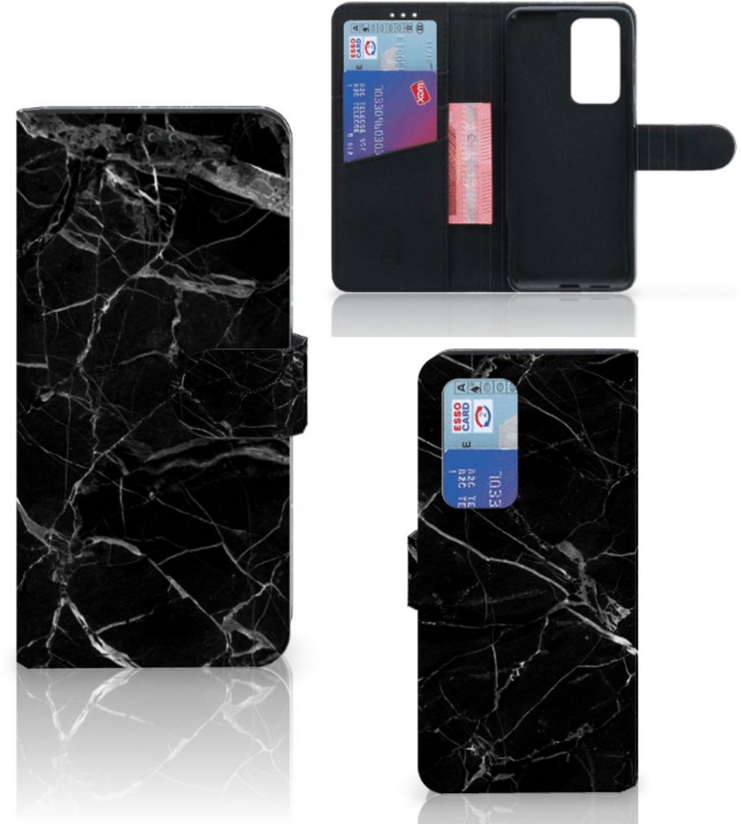 Huawei P40 Pro Bookcase Marmer Zwart - Origineel Cadeau Vader