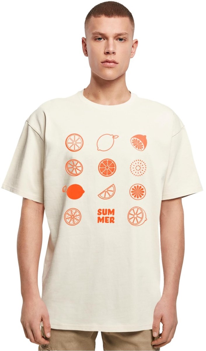 Merchcode - Summer Citrus Heavy Oversize Heren Tshirt - M - Creme