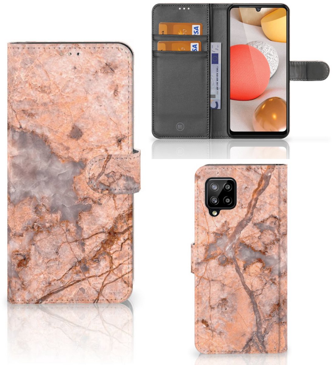 Samsung Galaxy A42 5G Bookcase Marmer Oranje