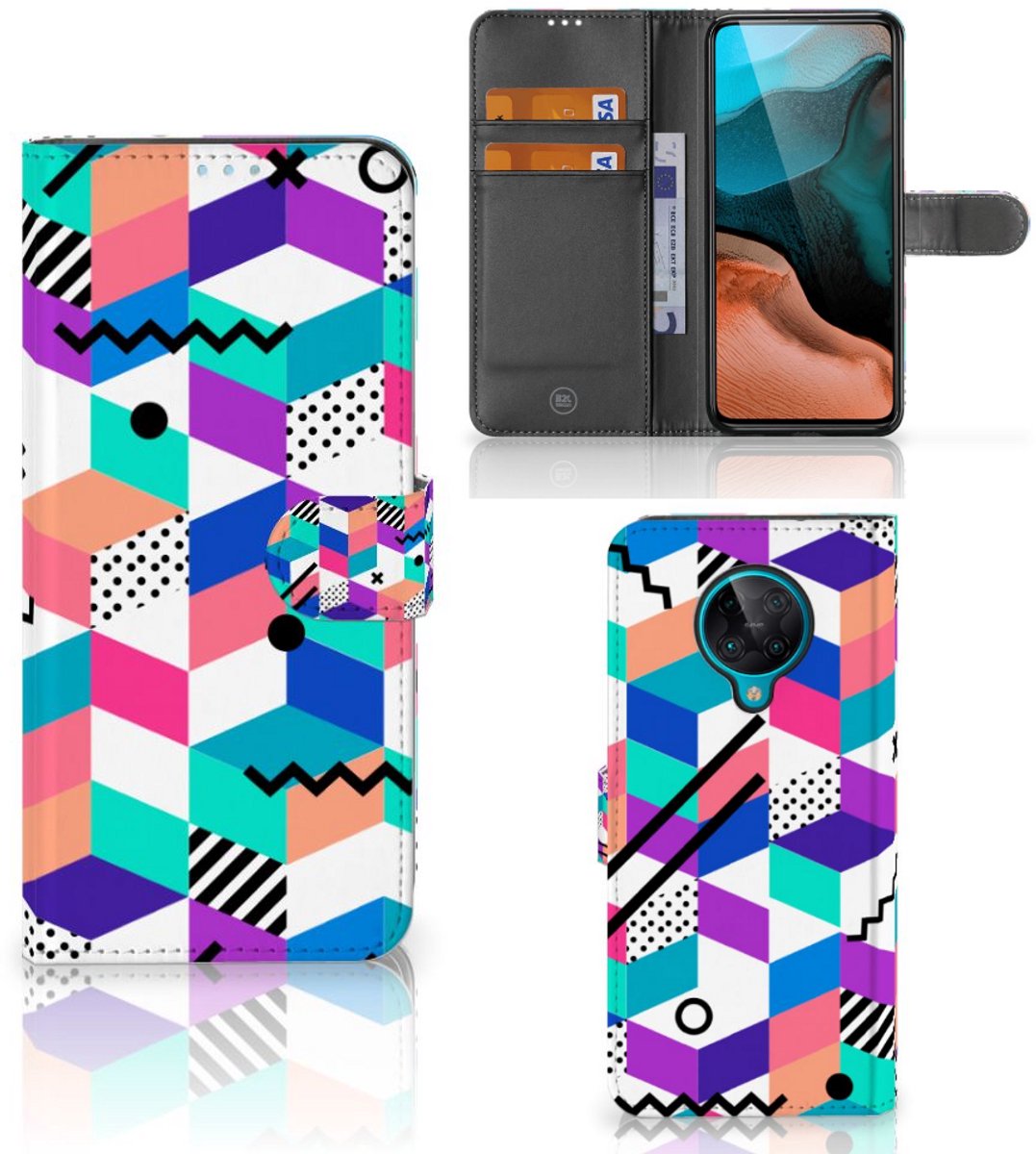 Xiaomi Poco F2 Pro Book Case Blokken Kleurrijk