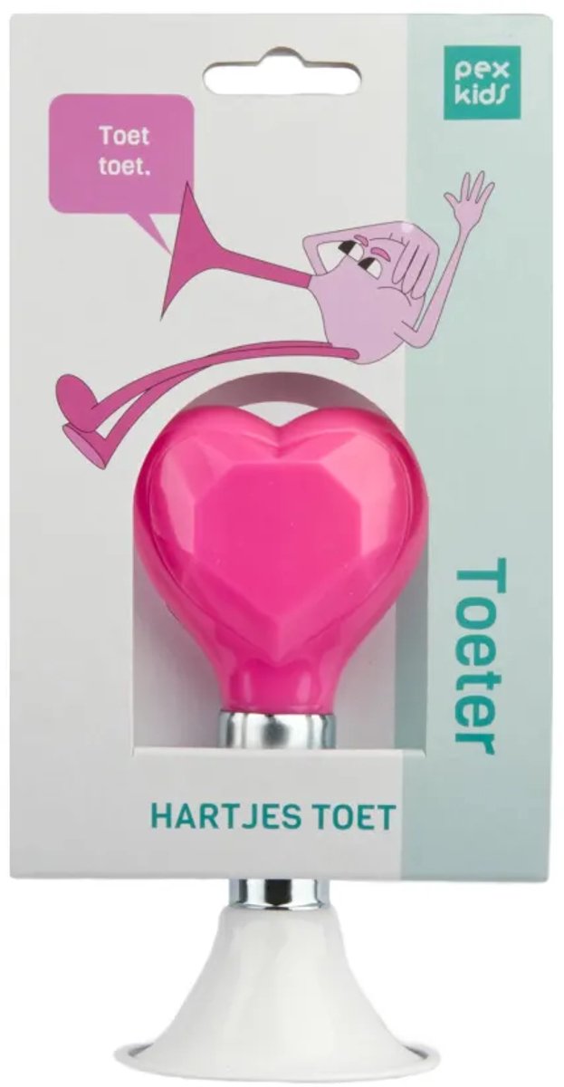 Fietstoeter recht PexKids Hartjes - Wit met roze bol