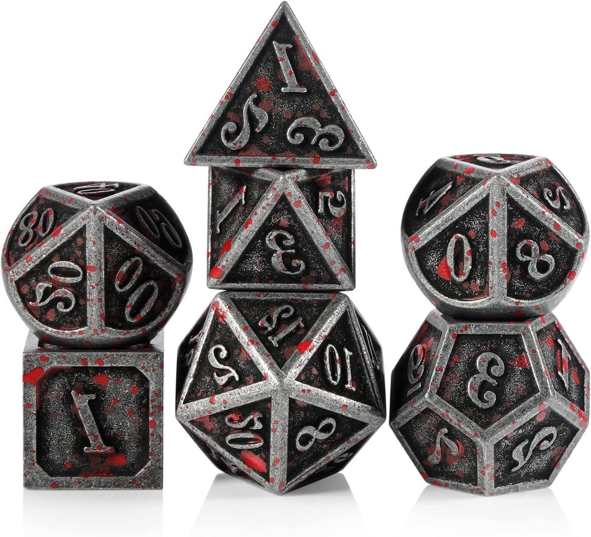Metalen Dobbelstenen Set - RPG Dobbelstenen - Tafelspel Spelen - Zinklegering Materiaal - 7 Stuks - Bloed ijzer