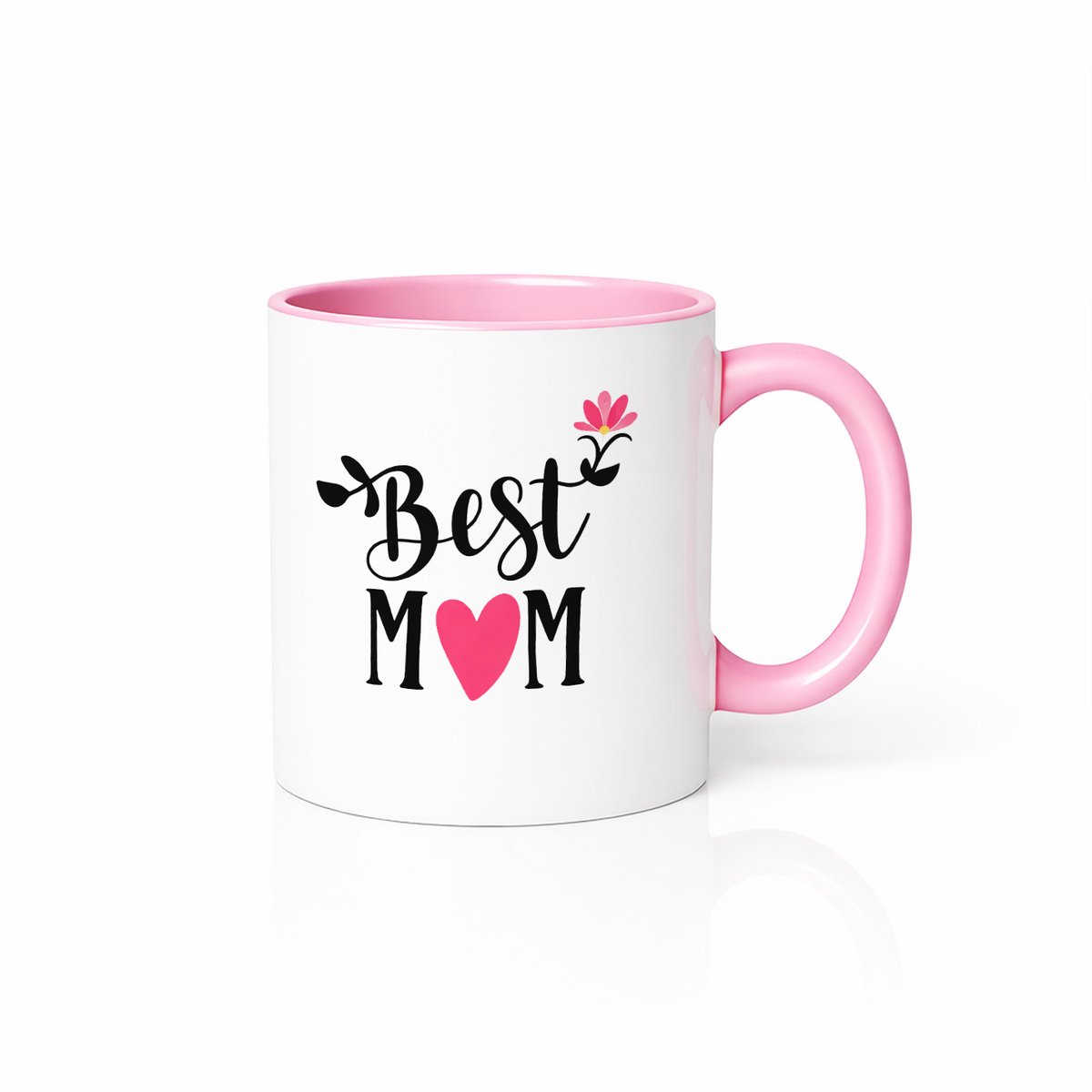 Best Mom Ever Mok - Tweekleurig Roze Wit - Lief Moederdag Cadeautje - Keramische Mok