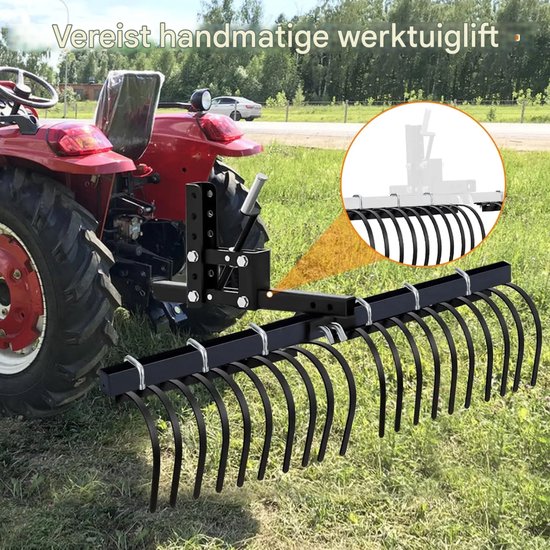 Stalen Rietjehark / Rotshark - Voor Tractor, ATV & UTV - Zware Uitvoering met 17 Vervangbare Tanden - 48 Inch, Grenen Frame van Merkloos	 — afbeelding 5