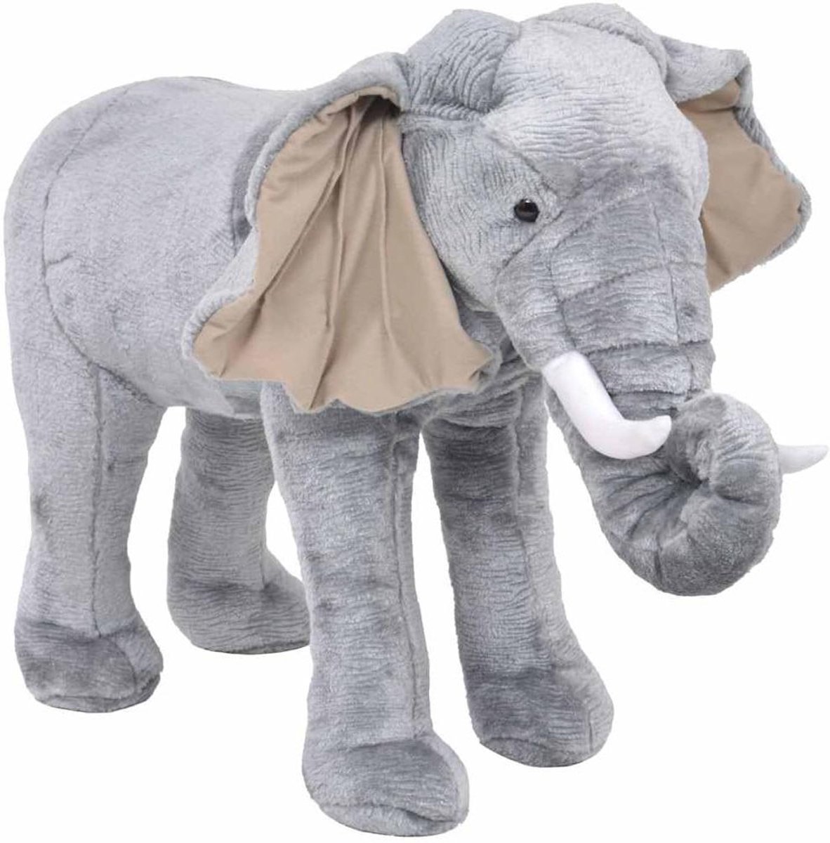 Pluche Speelgoed Olifant - Knuffelpop Stoel - Zitplezier voor Kinderen - Stabiel Stalen Frame - 76 x 62 cm - Grijs