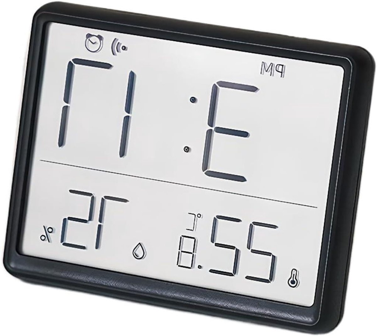 Digitale Bureauklok - Wekker Klok - Klimaat Bewaken - 4-in-1 Data Scherm - 15 x 73 mm - Zwart