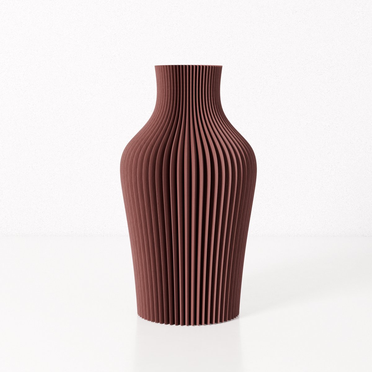Fleuriek vaas LIV - Bordeaux rood H40 cm - Hoge decoratieve vaas met verticale lijnen - Gemaakt van kunststof - Moderne siervaas voor een sfeervol interieur