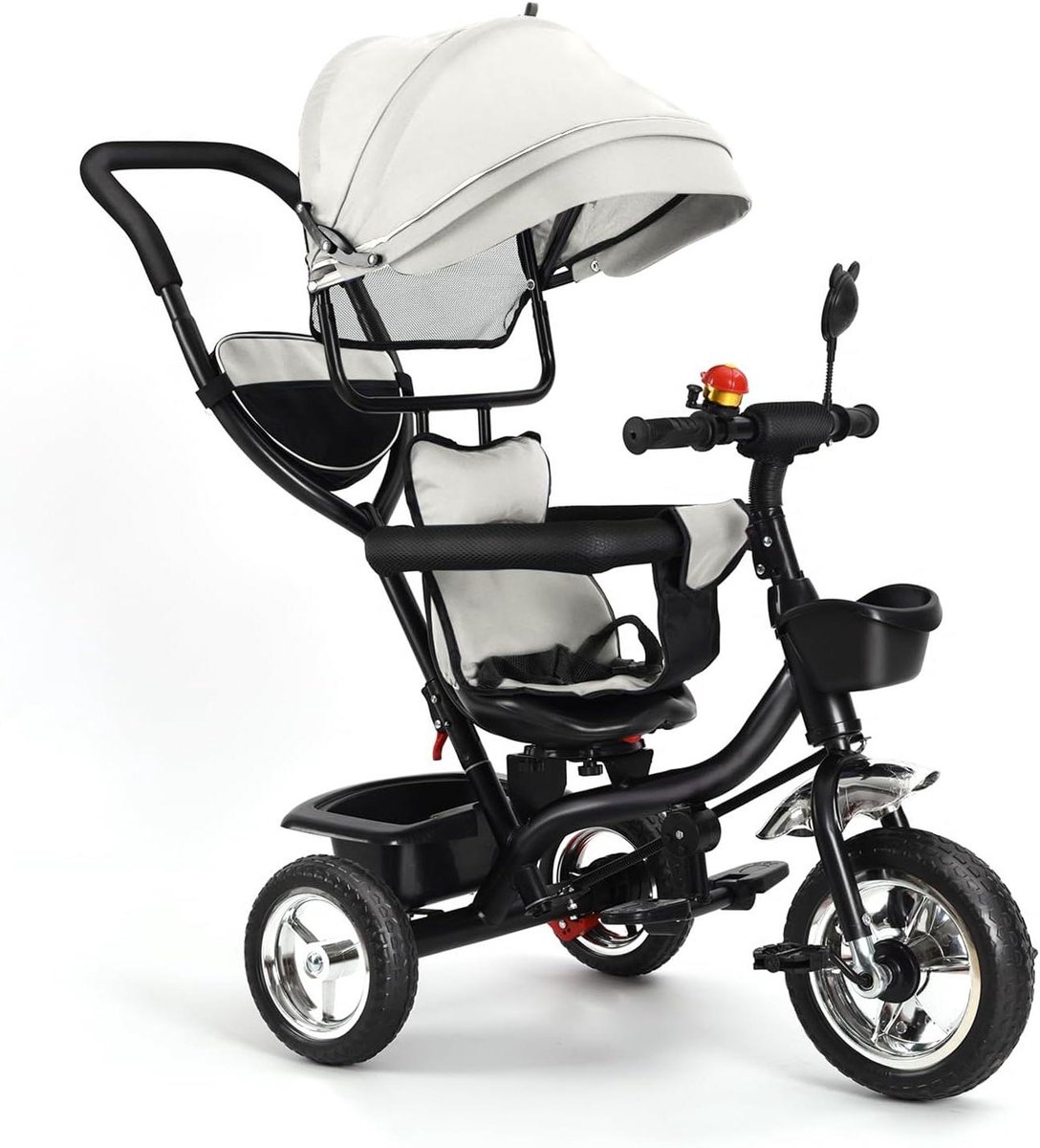 Driewieler met Duwstang - Kinderdriewieler Loopfiets - Baby Vervoeren Spelen - Multifunctioneel 4-in-1 - 75x46x106 cm - Blauw