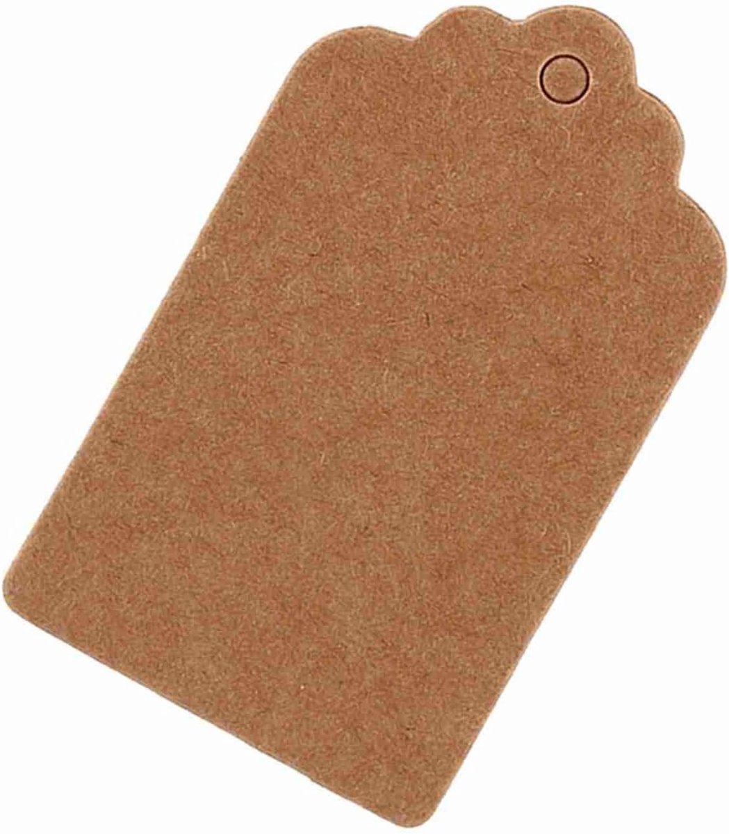 Kraftpapier hangtag 5x3cm voor geschenken, bruiloften en feestjes - 300 lege scallop labels voor naamkaartjes