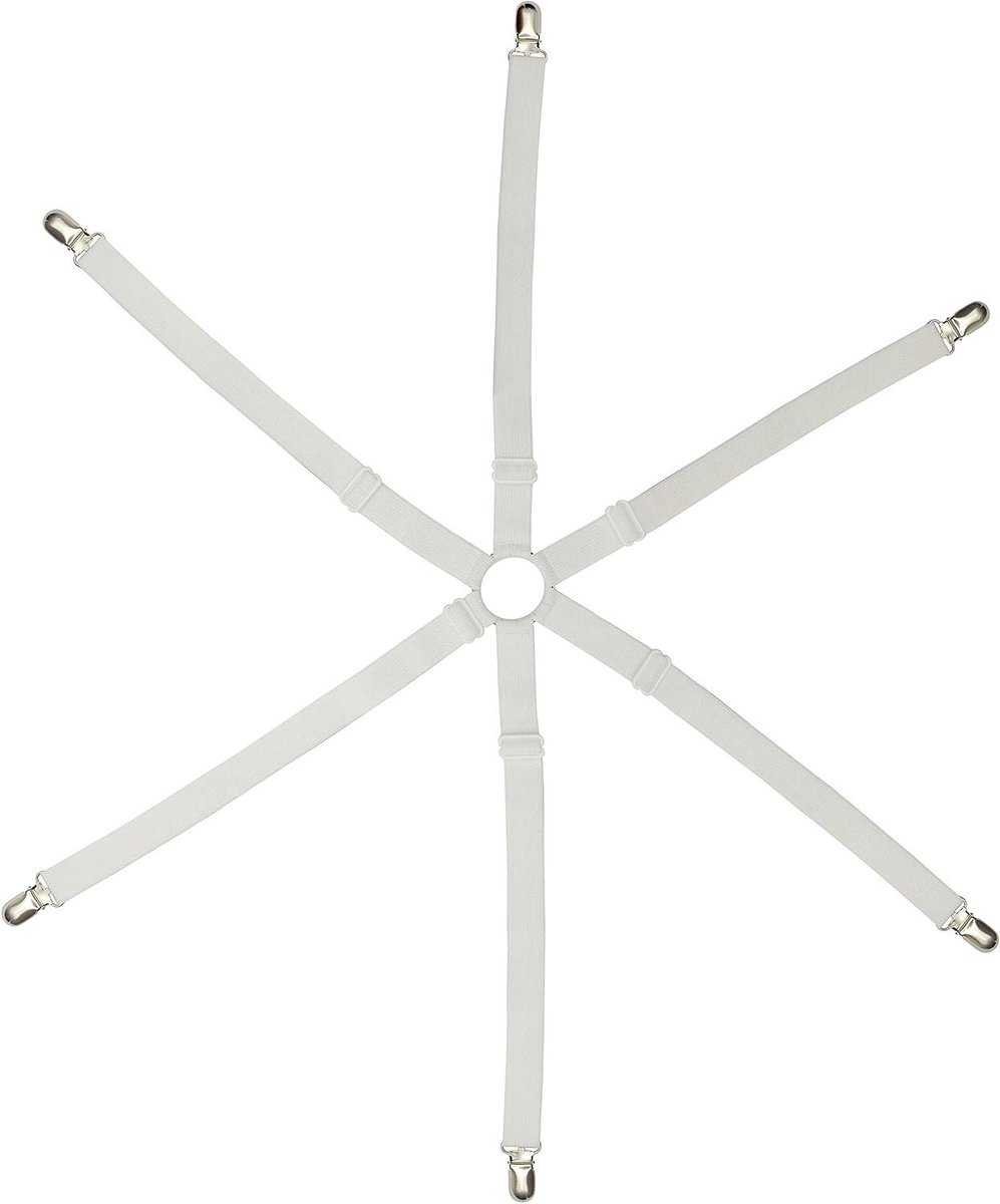 Lakenspanner Set - Bedrijfspanner Elastiek - Beddengoed Opgeruimd Houden - Zes Verstelbare Banden - 36-120 cm - Wit