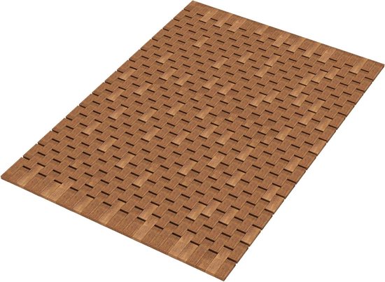 Teak Wooden Bath Shower Mat for SPA Sauna with Multiple Silica Gel Feet 27.5X19.7X0.31-Inch