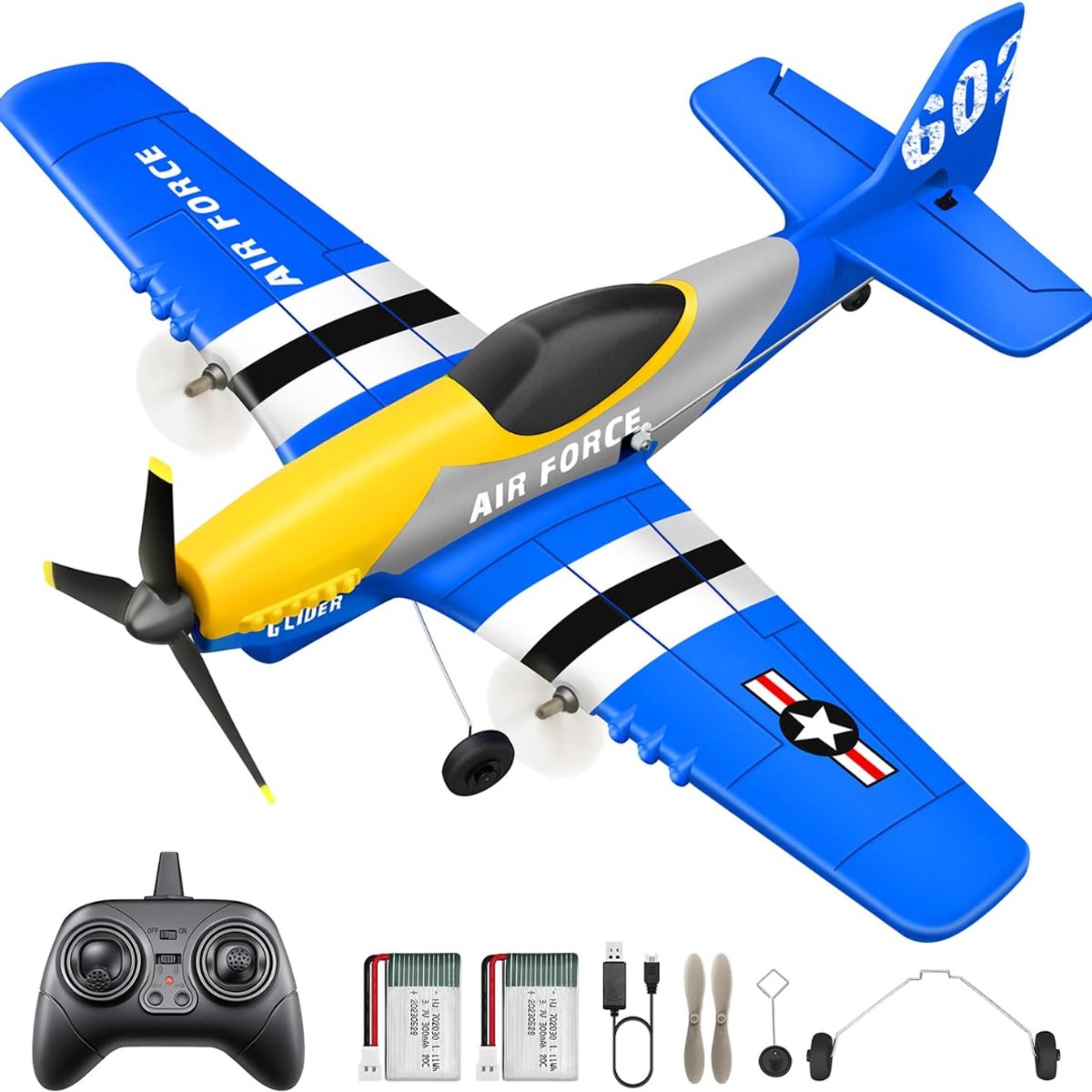 REN® RC Vliegtuig - Vliegtuig - Blauw - 38cm x 33cm x 11cm
