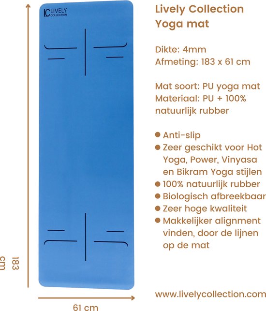 yoga mat -natuurlijk rubber - bio yogamat PU yogamat -ashtanga mat - pro grip - 183 cm x 81 cm x 4mm - petrol blauw van Koala Eco — afbeelding 4