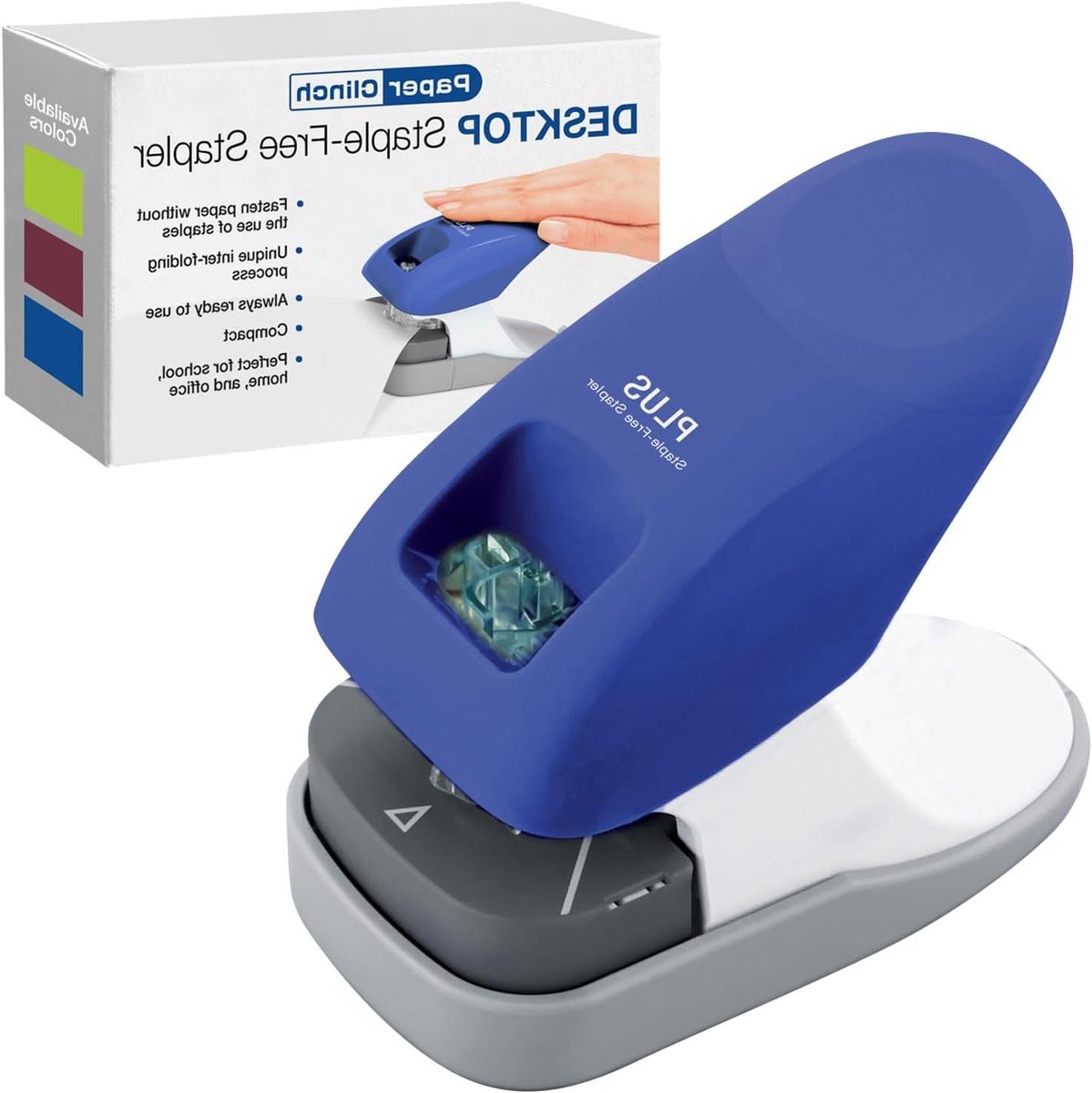 Nietvrije Nietmachine - Papier Bevestiger - Papier Verbinden - Bevestigt Zonder Nietjes - 10 Vellen - Blauw