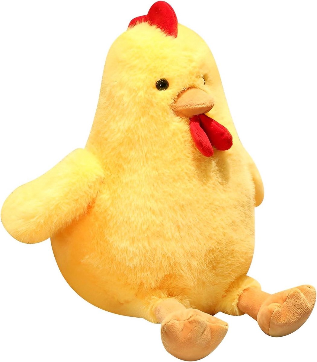 Pluche kip pop - Knuffel kip boerderijdier - Kinderkamer decoratie - Realistisch gedetailleerd design - 28 cm - Geel