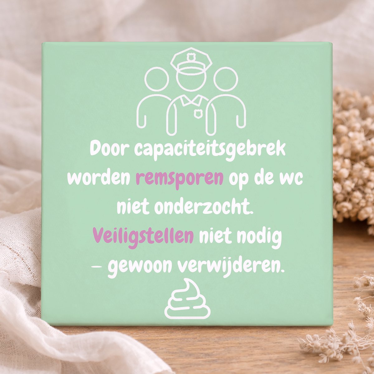 Printazzy - Tegeltje met Tekst - Remsporen Op De Wc - Toilet Humor - Muurdecoratie - Spreuken Tegeltje - Kleurrijk - Wanddecoratie - Mintgroen