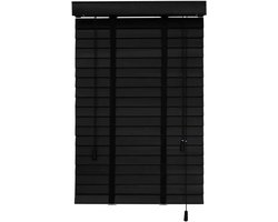 Houten Jaloezieën - Horizontale Luxaflex - Privacy en Zonwering - Massief Tunghout - 120x220cm - Zwart