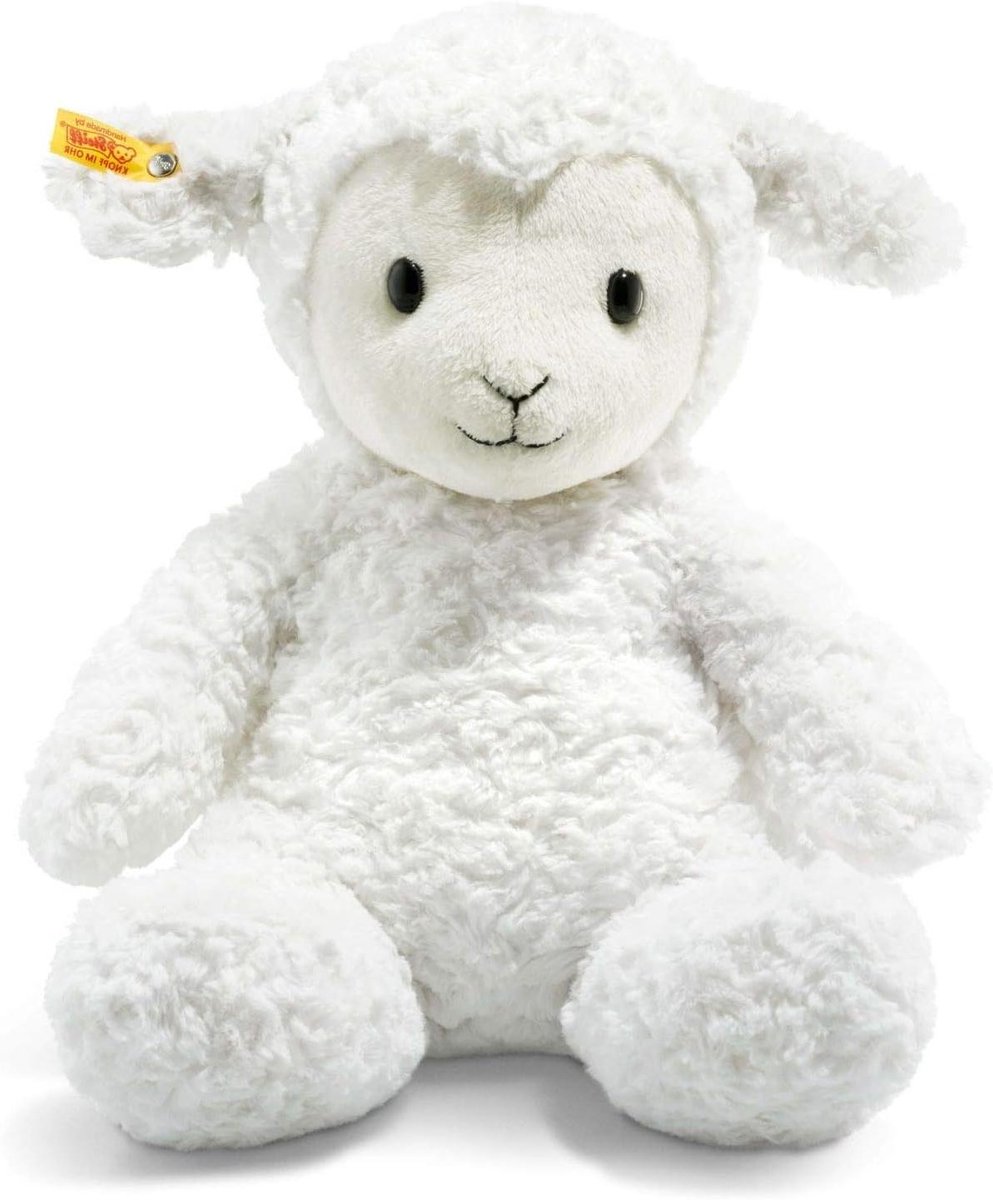 Fuzzy Lamsschaap - Pluche lam - Knuffelen en spelen - Granulaatzakken in zitvlak en poten - 38 cm - Wit