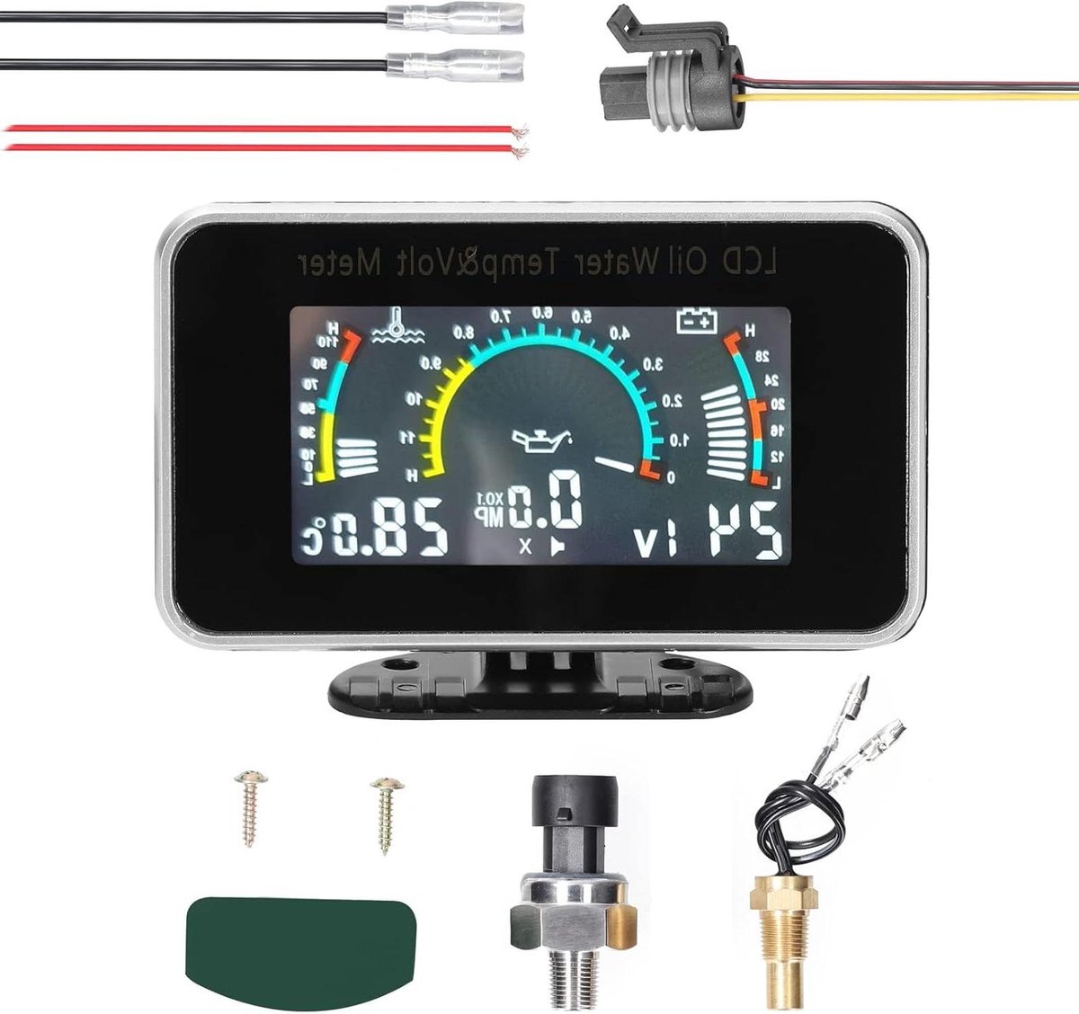 Autometer 3-in-1 - Dashboard Display - Voertuigmonitoring - Zelflerende Aanpassing - 9-36V - Zwart