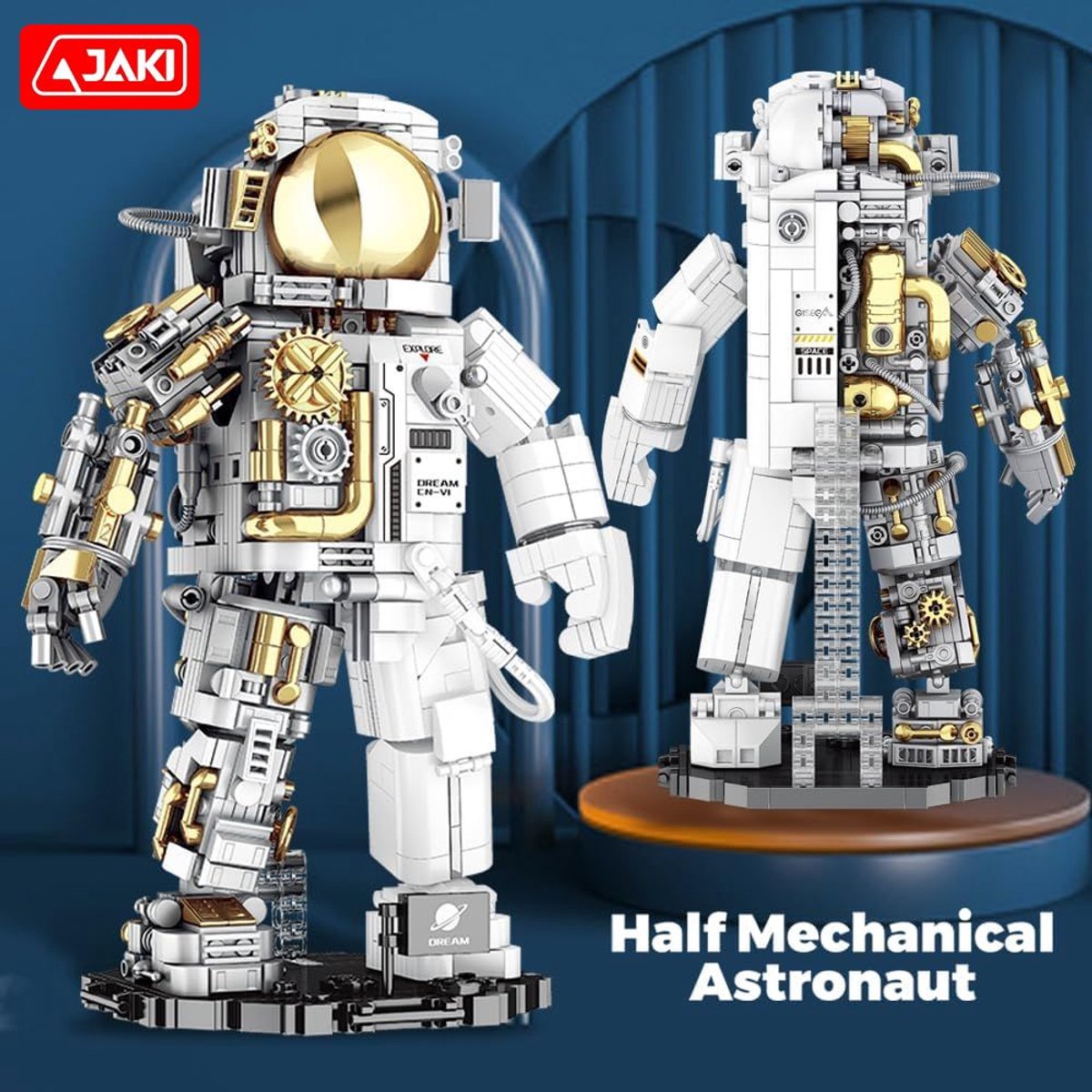 Jaki - Astronaut Ruimtevaarder | Artemis Space Wars Expert | Classic Creator STEM ideas speelgoed | Compatible met lego mould king mega bloks | Technic nasa ruimte robot bouwpakket | 1078 bouwstenen — afbeelding 2