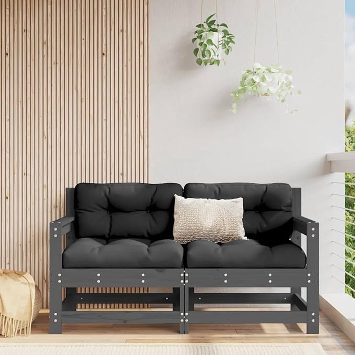 Hoekbank Tuinset 62x66x70 cm – Luxe Polyrattan Lounge Set met Tafel, Zit- en Rugkussens, Weerbestendig Outdoor Sofa Set voor Tuin, Balkon en Terras – Nicolehome