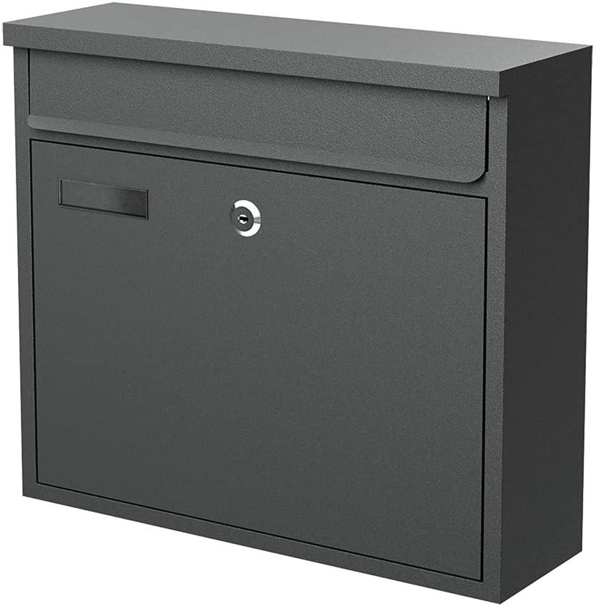 Brievenbus Staal - Buitenpostbus Muurbus - Post Ontvangen - Met Naamplaatje - 315 x 360 x 116 mm - Antraciet Mat