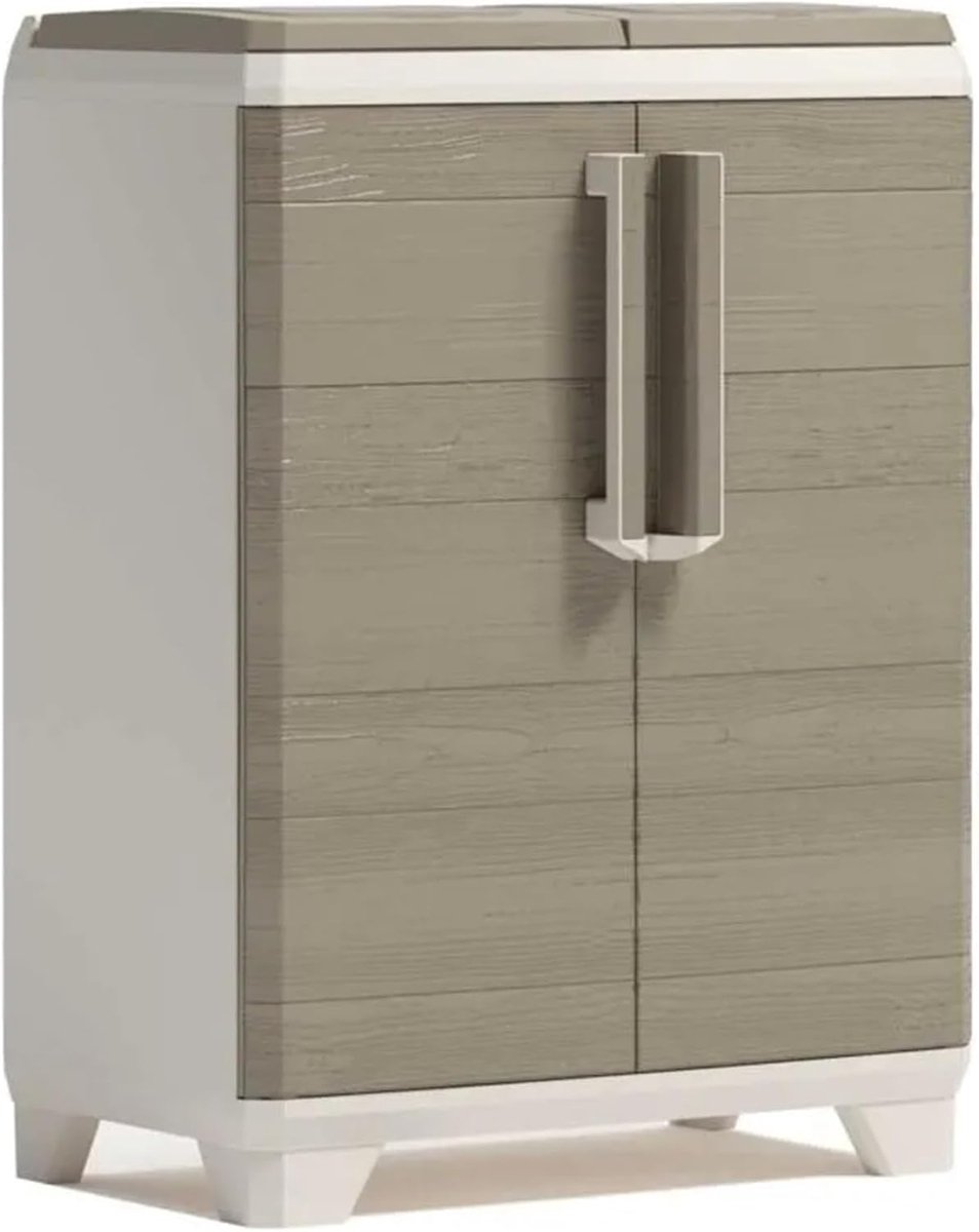 Keter Split Premium - Afvalscheidingskast - 2 x 110 L - Hout Effect - Beige / Bruin