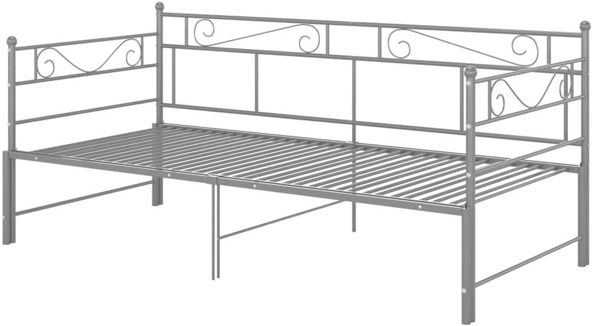 Slaapbankframe Metaal - Bedbank Frame - Zit en Slaapruimte - Stevige Metalen Constructie - 90x200 cm - Grijs