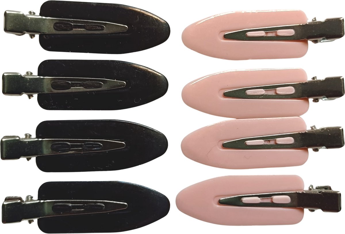 Haarklemmen - haarclips - haarspelden - zwart en roze 8 stuks - haaraccessoires - make-up