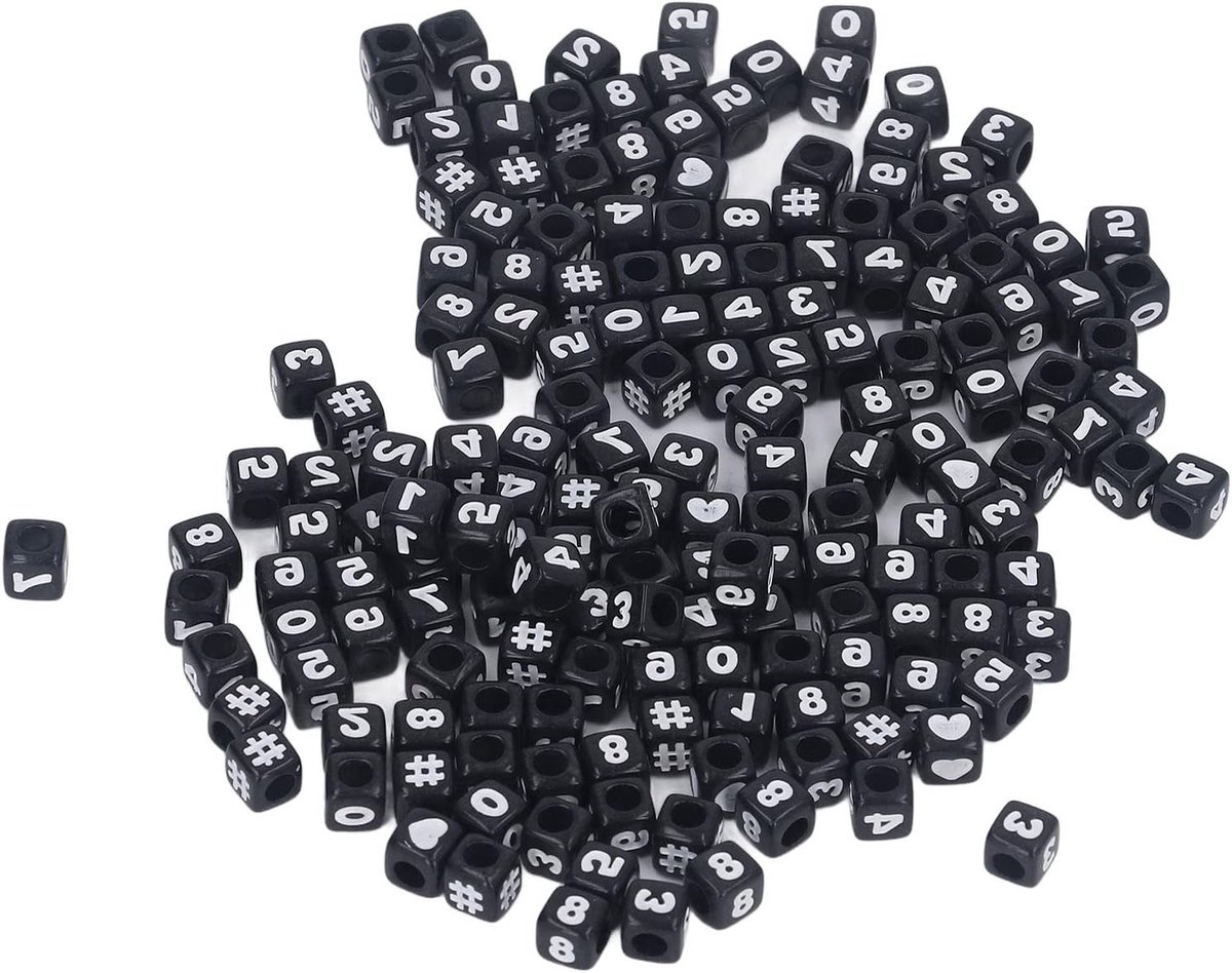 Zwarte kubus acryl kralen voor sieraden en armbanden, perfect voor creatieve projecten en DIY-accessoires