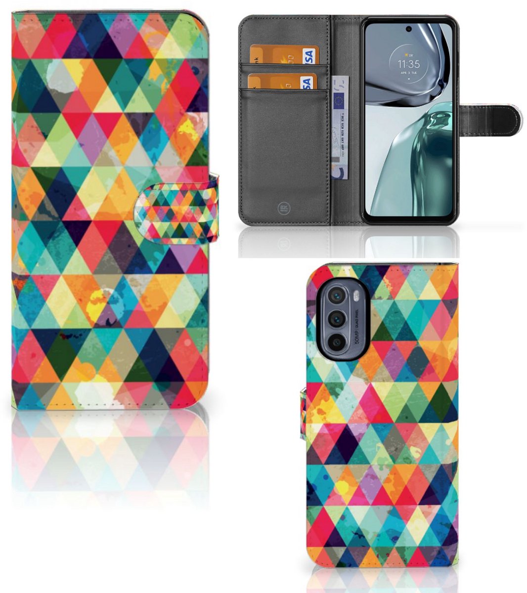 Motorola Moto G62 5G Telefoon Hoesje Geruit