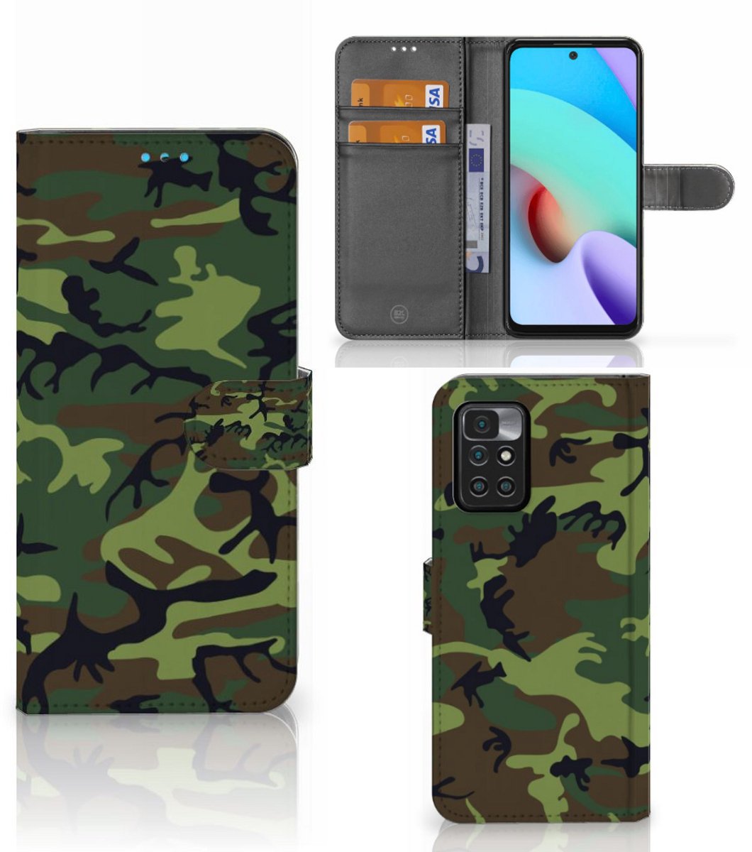 Boekhoesje voor Xiaomi Redmi 10 Telefoon Hoesje Army Dark