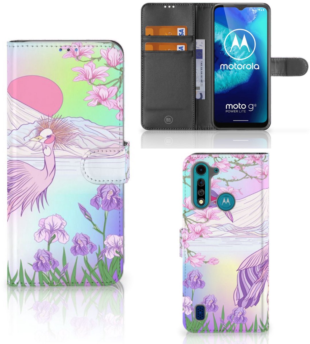 Motorola G8 Power Lite Telefoonhoesje met Pasjes Bird