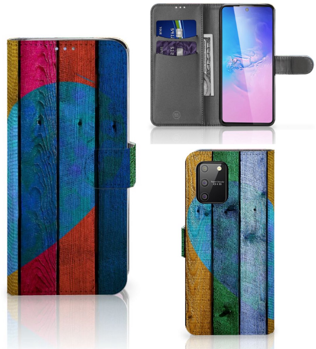 Samsung S10 Lite Book Style Case Wood Heart - Cadeau voor je Vriend