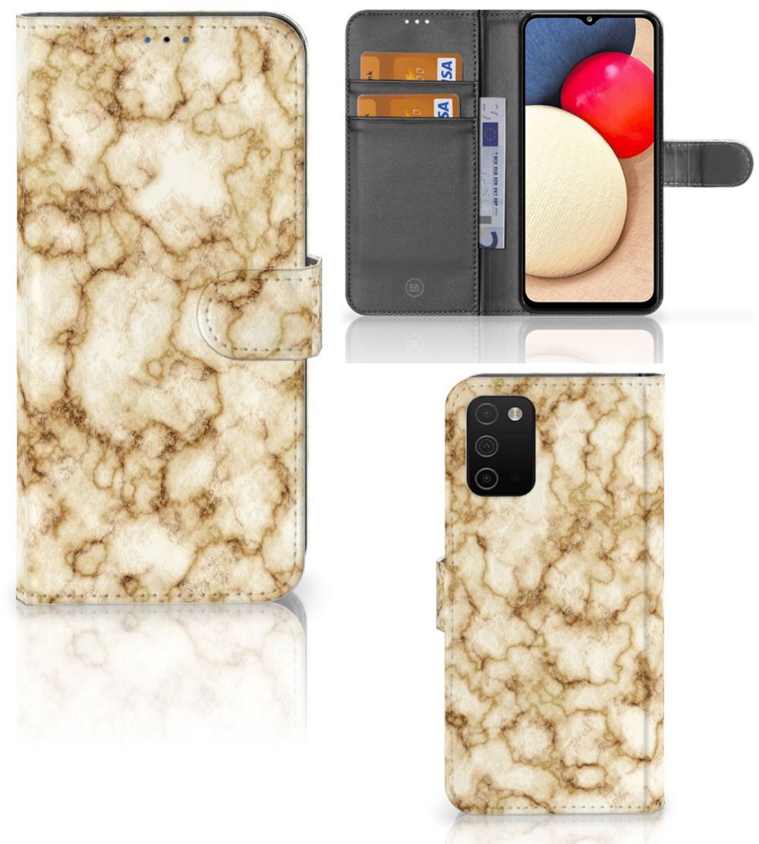 Samsung Galaxy A03s Bookcase Marmer Goud