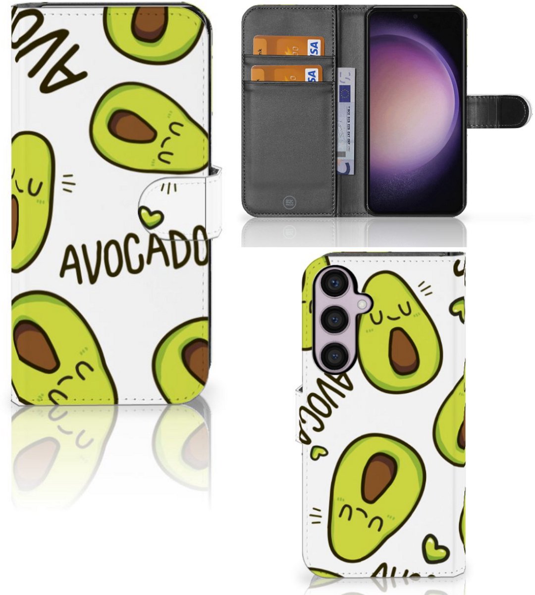 Book Case voor Samsung Galaxy S24 Plus Leuk Hoesje Avocado Singing