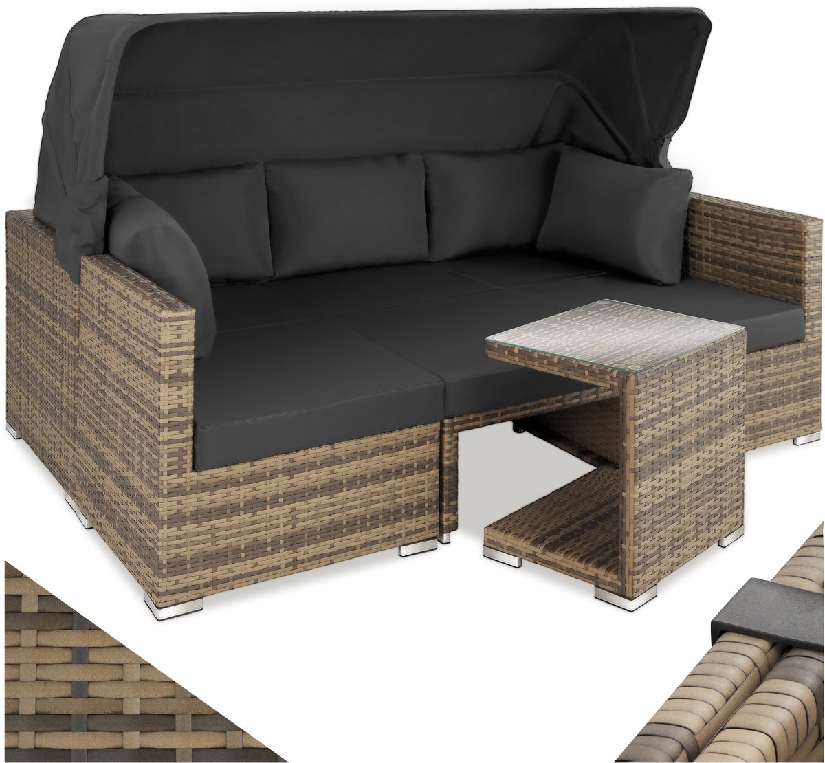 tectake - Wicker loungeset tuinset loungebank San Marino natuurkleur - 403713