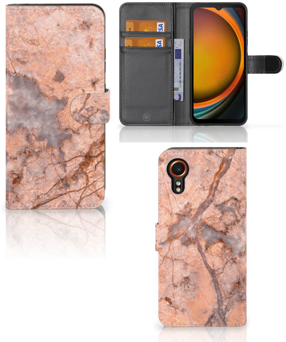 Samsung Galaxy Xcover 7 Bookcase Marmer Oranje