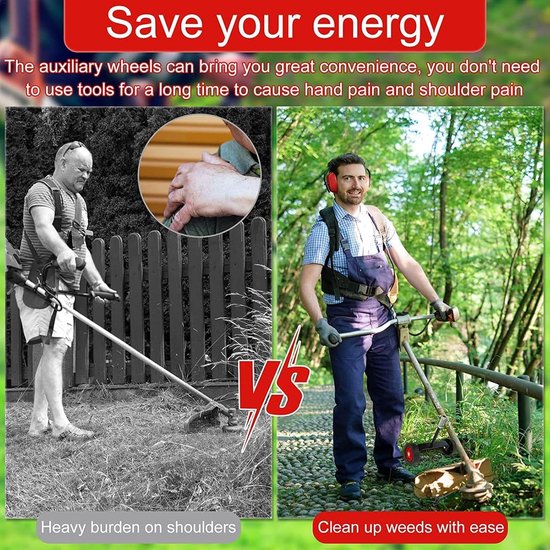 Steunwielen Grastrimmer - Reservewiel Gazon - Efficiënt Gras Snijden - Verstelbaar Universeel - 33.5 x 20 x 7 cm - Meerkleurig — afbeelding 3