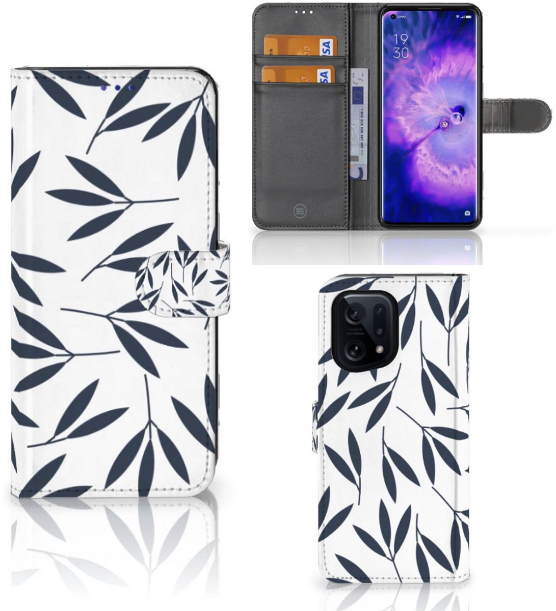 OPPO Find X5 Hoesje Leaves Blue